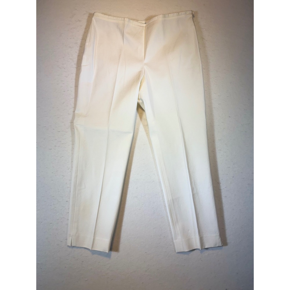 J.McLaughlin Womens Cream Cotton Straight Leg Tailored Cropped Pants Size 10